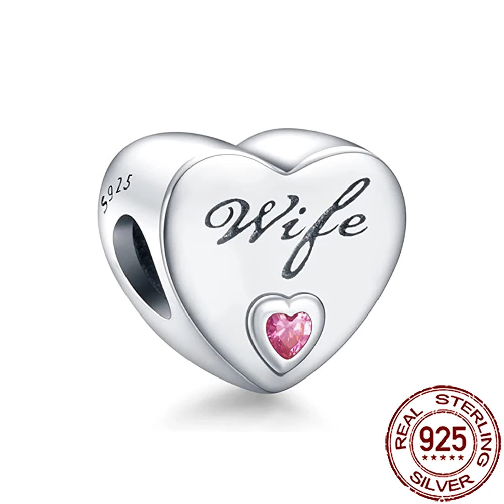 2025 New 925 Sterling Silver Heart Charm Sister Mother Daughter Beads Fit Pandora Bracelet