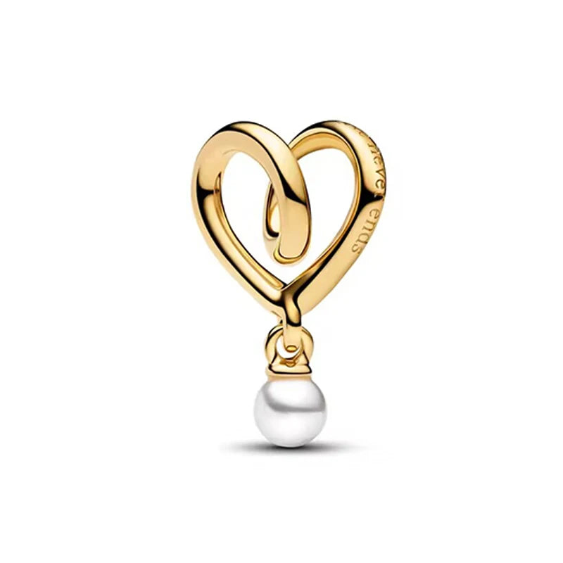 Hot Sale Gold Plated Heart & Chinese Dragon Charm Beads | Fashion Jewelry for Original Silver Bracelets