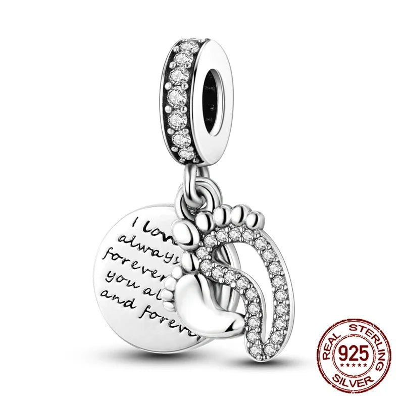 925 Sterling Silver Number & Puppy Family Beads Pendant | Fit 4mm Hole Bracelets