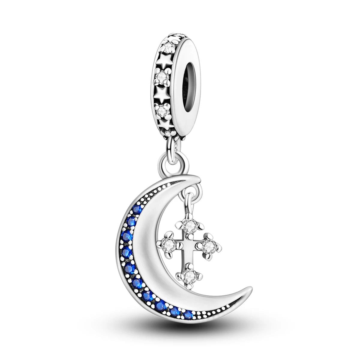 Silver Plated Colorful Glowing Moon & Stars Rainbow Dangle Charms | Fit Original Bracelet & Necklace | Women’s Jewelry Beads