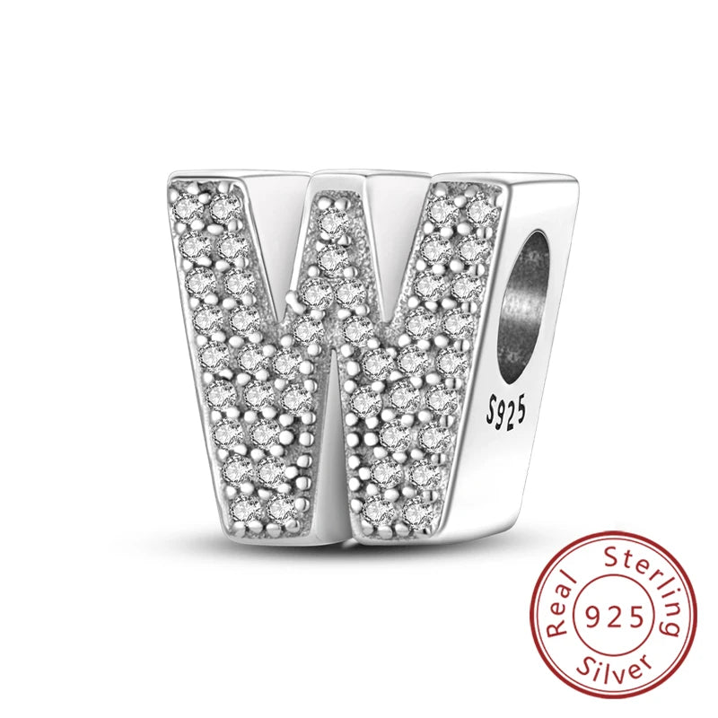 925 Sterling Silver A–Z Alphabet Letter Charms | 26 Letters Beads Fit Original Bracelet DIY Jewelry Making Gift