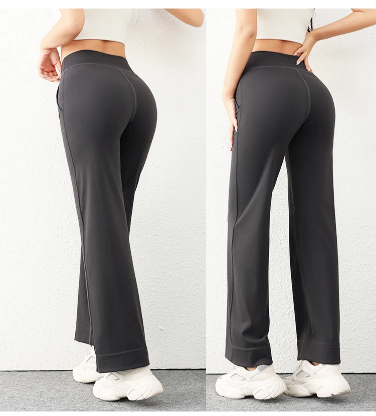 Women’s Loose Straight Sweatpants | Casual Wide Leg Running Pants | Drawstring Yoga Leggings with Side Pockets