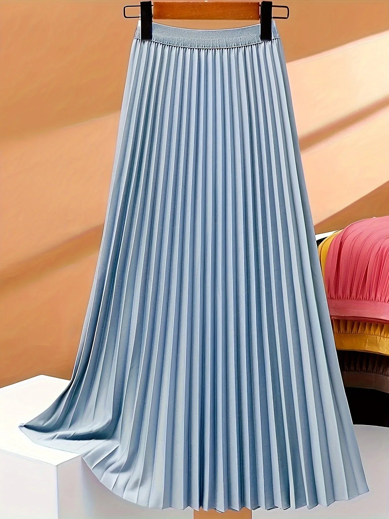 Ladies Fashion Casual Long Pleated Skirt – Elegant Vintage Temperament Party Faldas