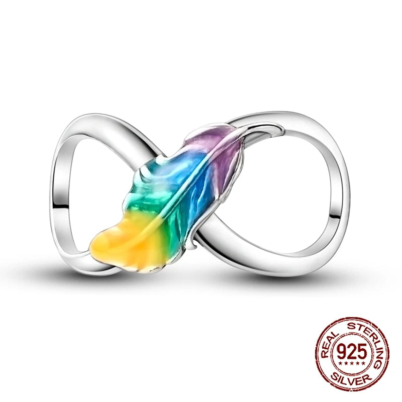 925 Sterling Silver Heart Shaped Warm Family Charm Beads Butterfly Flower Pendant