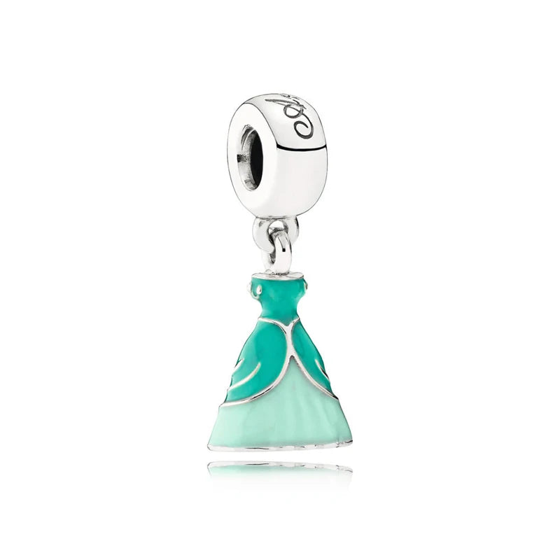 925 Sterling Silver Disney Mermaid & Elsa Princess Dress Charms | Fit Original Bracelet DIY Jewelry Gift for Women