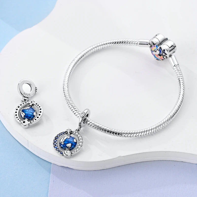 925 Sterling Silver Colorful Luminous Charms | Shell Turtle Star Beads