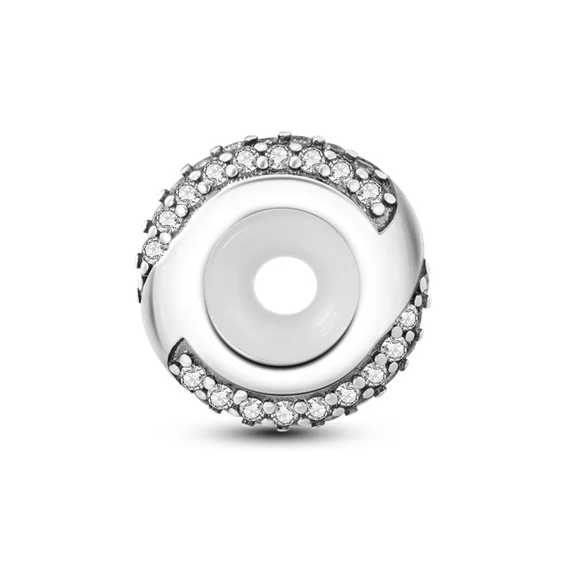 925 Sterling Silver Round Colored Zircon Spacer Beads – Fits Pandora Original Bracelets DIY Exquisite Party Jewelry
