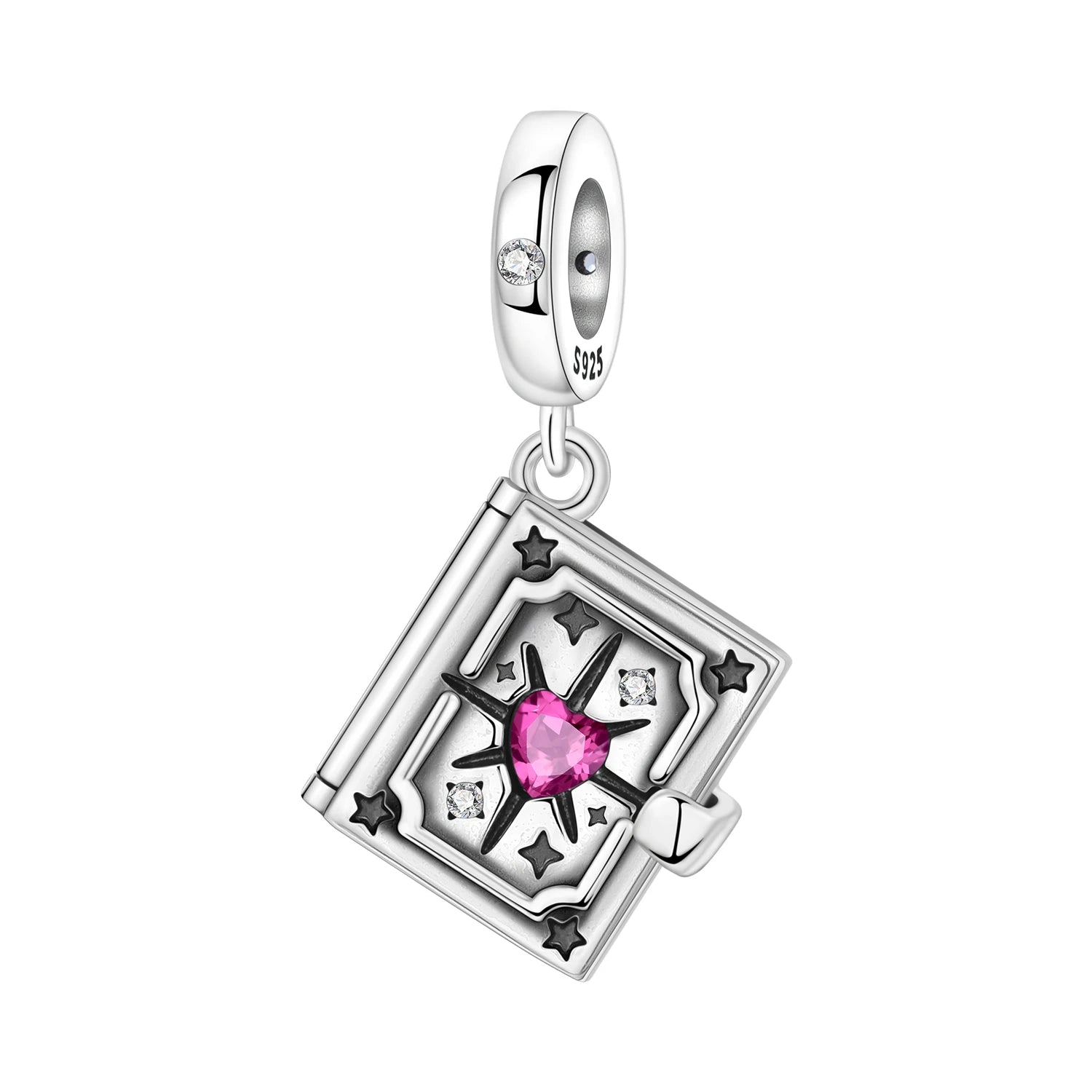 PANPOKI 925 Sterling Silver Switchable Book Pendant Charm | Original Bracelet Beads DIY Jewelry Gift for Women