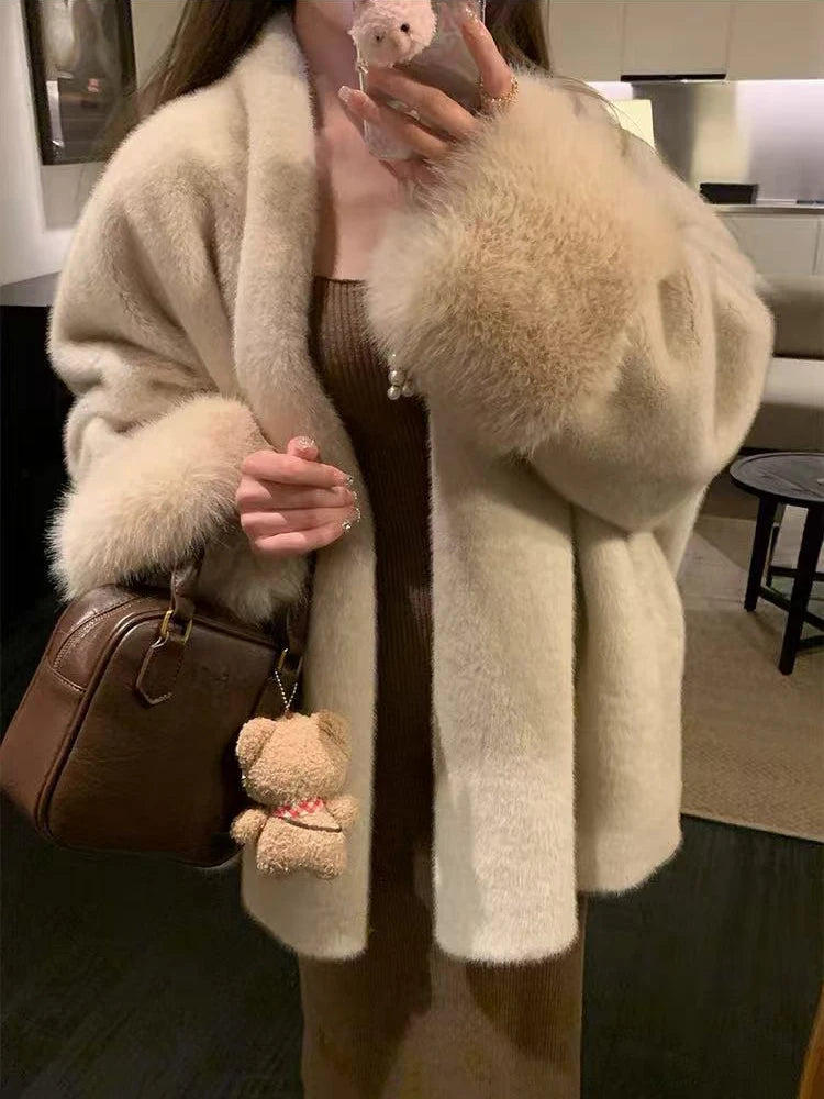 Women’s Faux Mink Fur Coat – Thick Loose Winter Jacket | Y2K Fashion Streetwear Outerwear