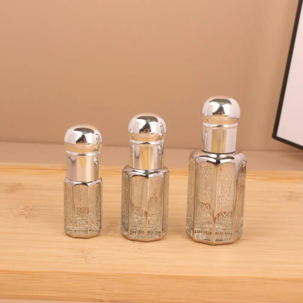 1PC 3/6/12ML Laser Coated Essential Oil Roller Bottle – Empty Glass Roll-On Perfume Bottle with Steel Roller Ball