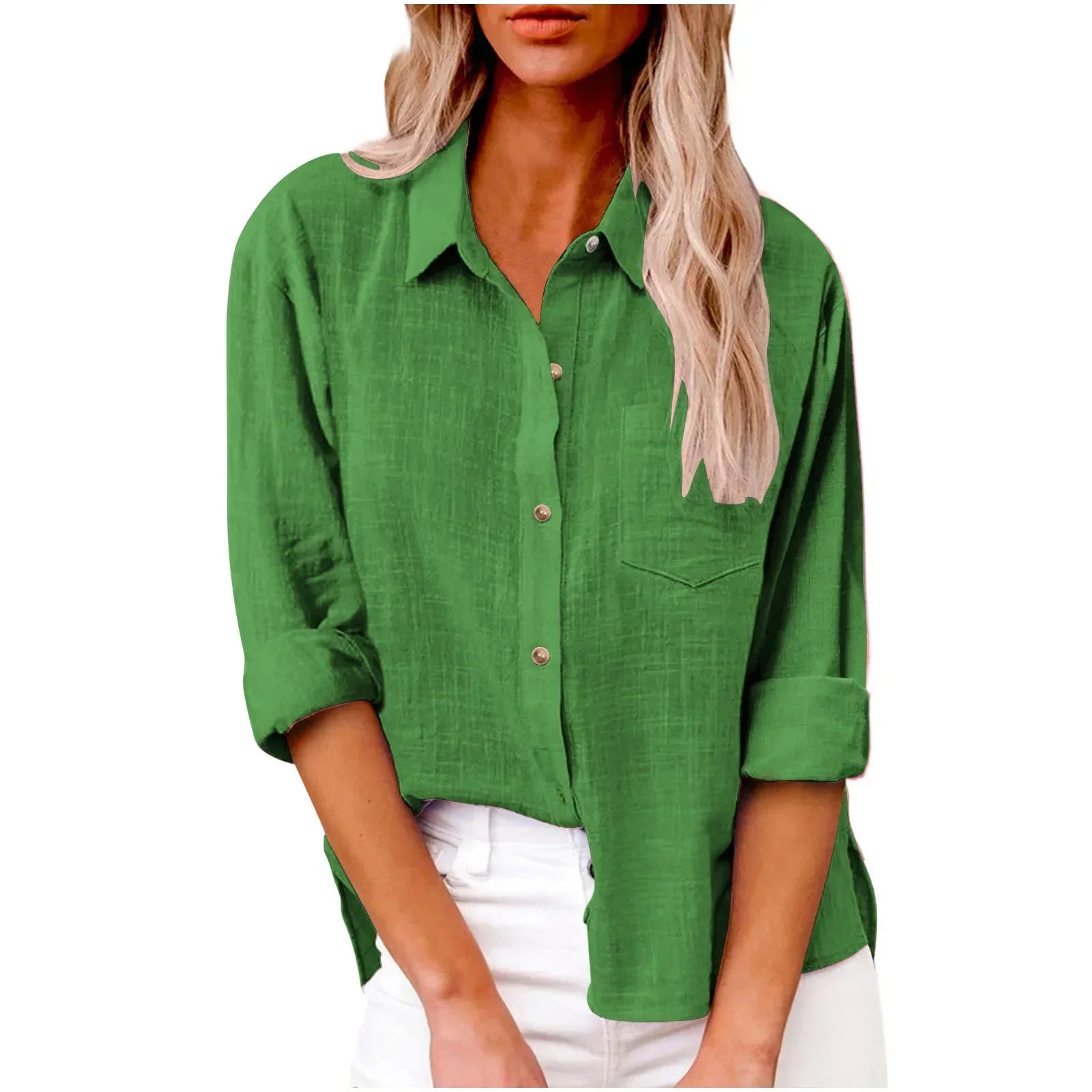 Cotton Linen Long Sleeve Women’s Shirt – Solid Elegant Casual T-Shirt 👚🌿