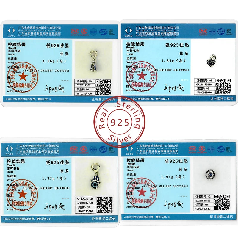 Blue 925 Sterling Silver Rotating Evil Eye Palm Moon Starry Sky Charms | Fit Original Bracelet Pendant Women Jewelry