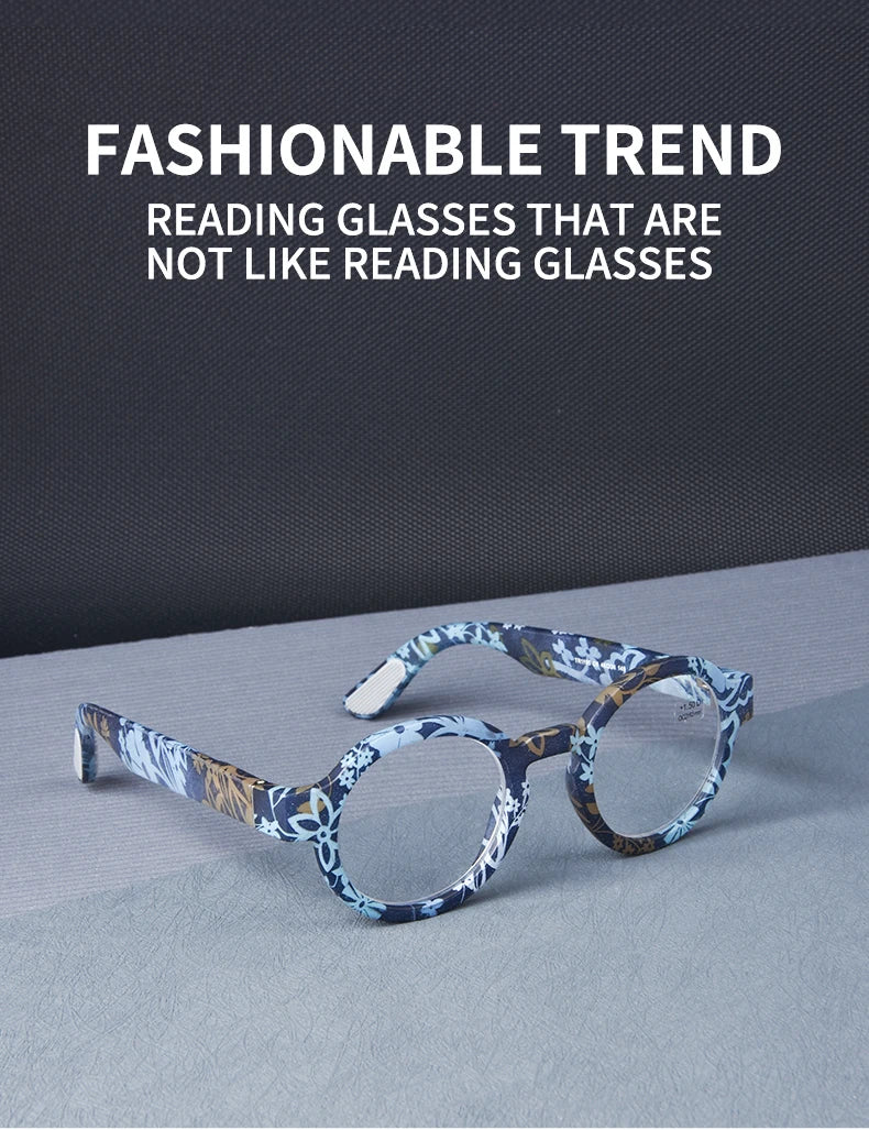 Guanhao Brand Men Reading Glasses – Vintage Round Frame Clear Eyewear | Thick Large Frame Presbyopia Glasses for Women & Elderly