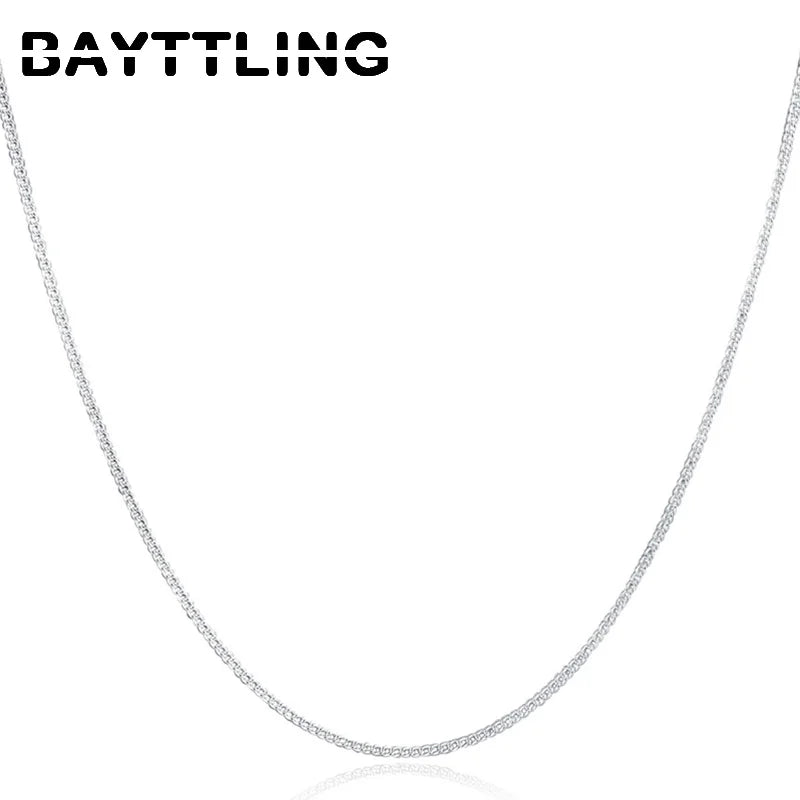 925 Sterling Silver 2MM Side Chain Necklace for Men & Women – 40-75cm Wedding Party Jewelry Gift