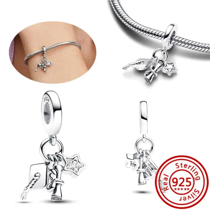 New 925 Sterling Silver Forever Always Love Murano Glass Beads | Sparkling Lucky Charms for Original Pantaro Bracelets DIY Jewelry