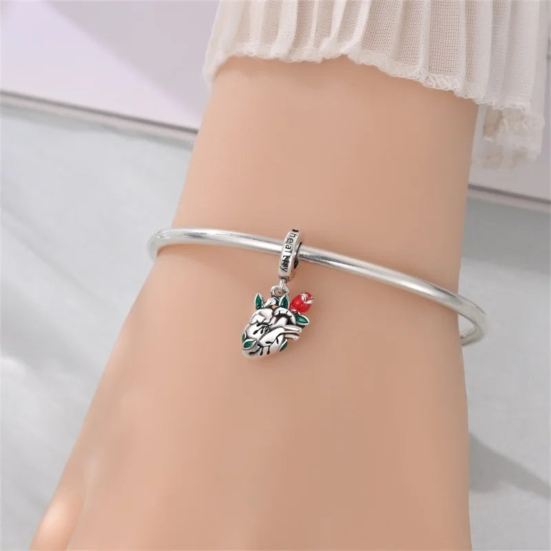 Hot Sale 925 Sterling Silver Heart Lung Rose Pendant Charm for Women – Fits Original Bracelet & Necklace