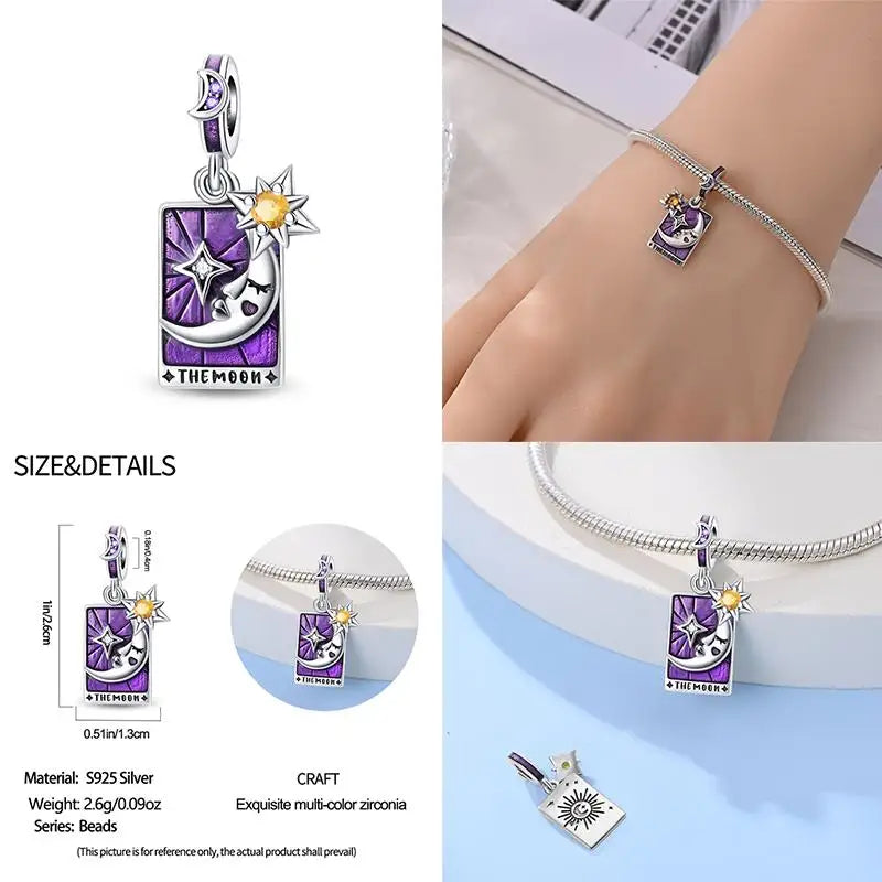 925 Sterling Silver Tarot Star Lover Charm | Fits Pandora Bracelet Women’s DIY Jewelry Gift