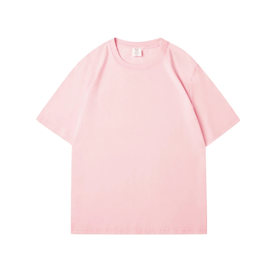 WAVLATII 100% Cotton Solid T-Shirts for Women | Oversized Casual Summer Tees | Pink & White Short Sleeve Tops WT2401
