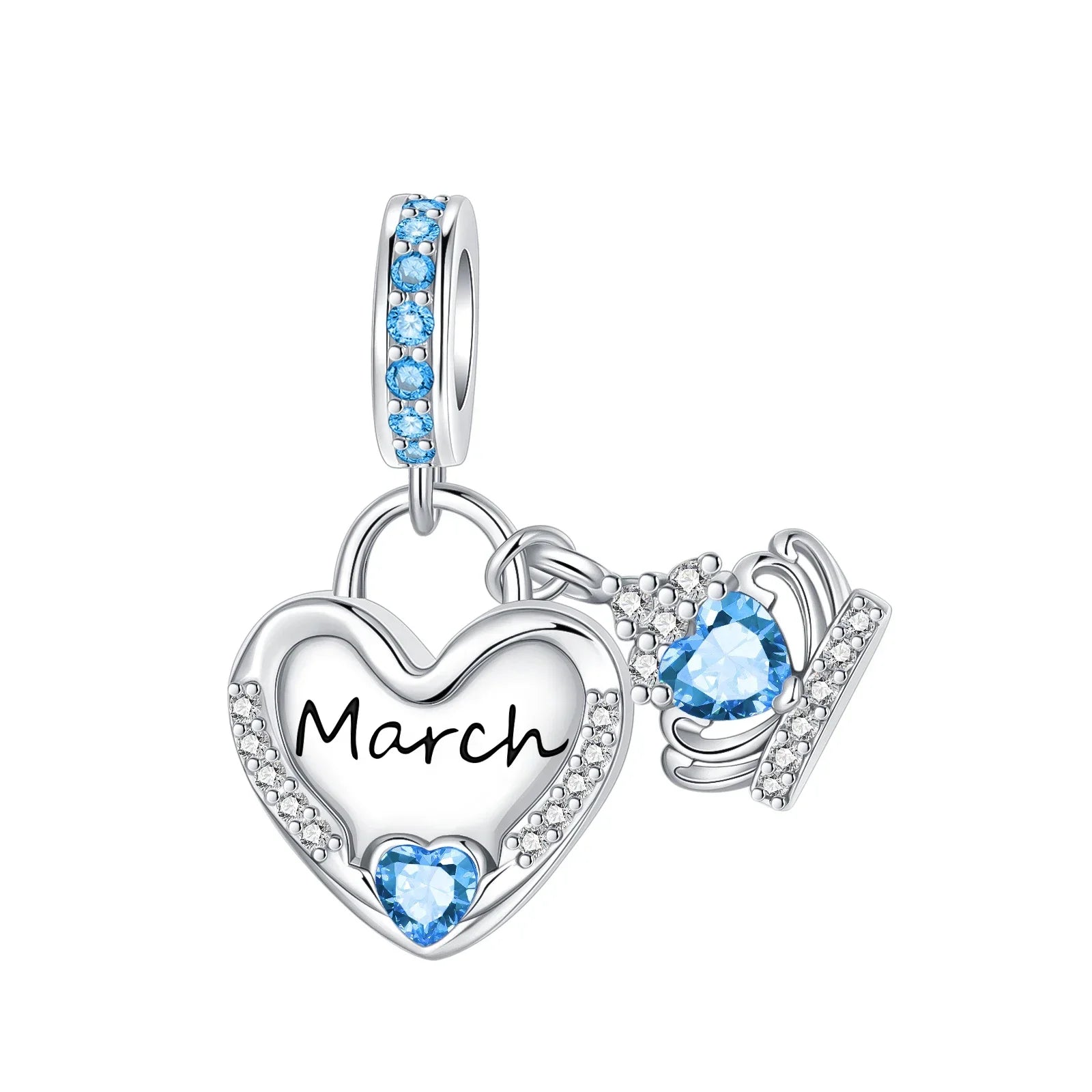 925 Sterling Silver Birthstone Love Pendant Charm | January–December Zircon Bead for Bracelet & Necklace DIY Jewelry Gift