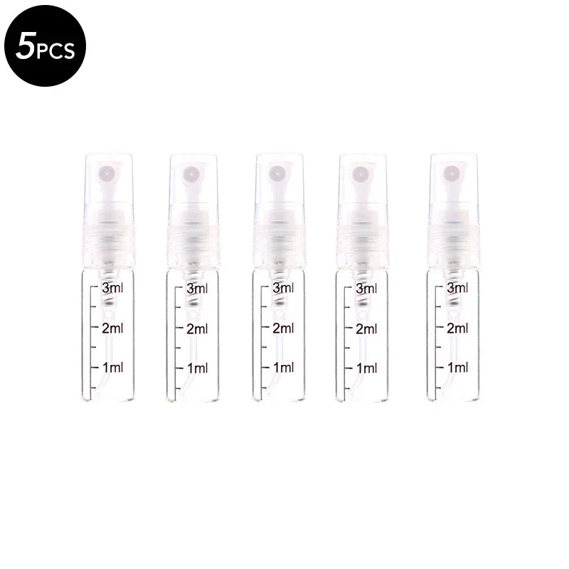 5/10PCS Mini Glass Perfume Bottles – 3ML / 5ML / 10ML Travel Toner & Cosmetic Dispenser | Tea-Colored Graduated Bottles