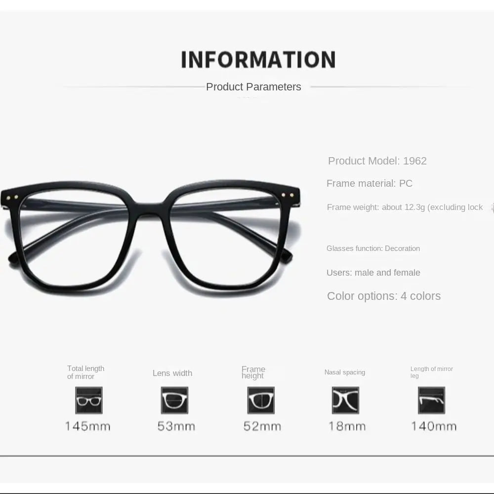 Large Square Frame Anti-Blue Light Glasses – Fashion Retro Computer Reading Eyeglasses for Men & Women | Optical Spectacle Eyewear