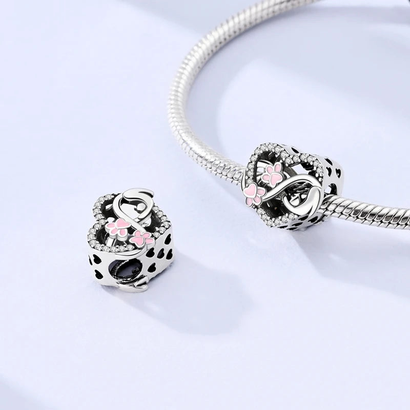 New 925 Sterling Silver Family Sister Love Heart Charm Bead | Original Bracelet DIY Jewelry Gift for Women