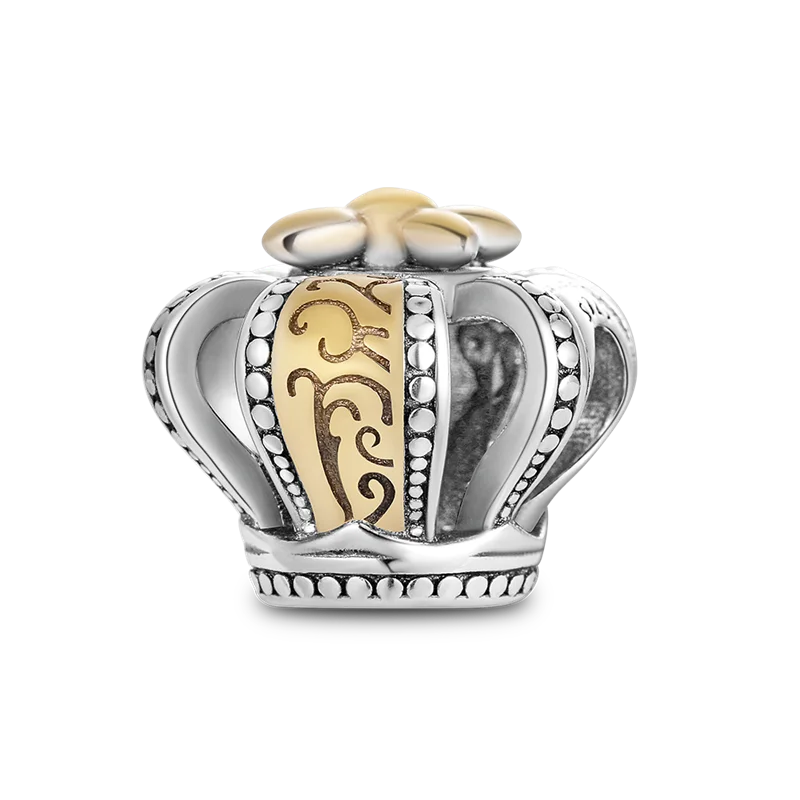 925 Sterling Silver Colorful Charms – Rose, Crown, Rainbow & Heart Dangle Beads Fit Pandora Bracelet & Necklace