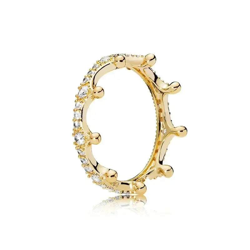 Classic 925 Sterling Silver Heart Crown Circular Ring | Elegant Light Luxury Jewelry Gift for Women
