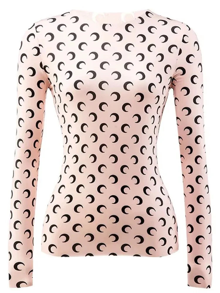 Spring Autumn Women’s Long Sleeve Ice Silk T-Shirt – Sun Protection Printed Mesh Base Layer Casual Top 🌿✨