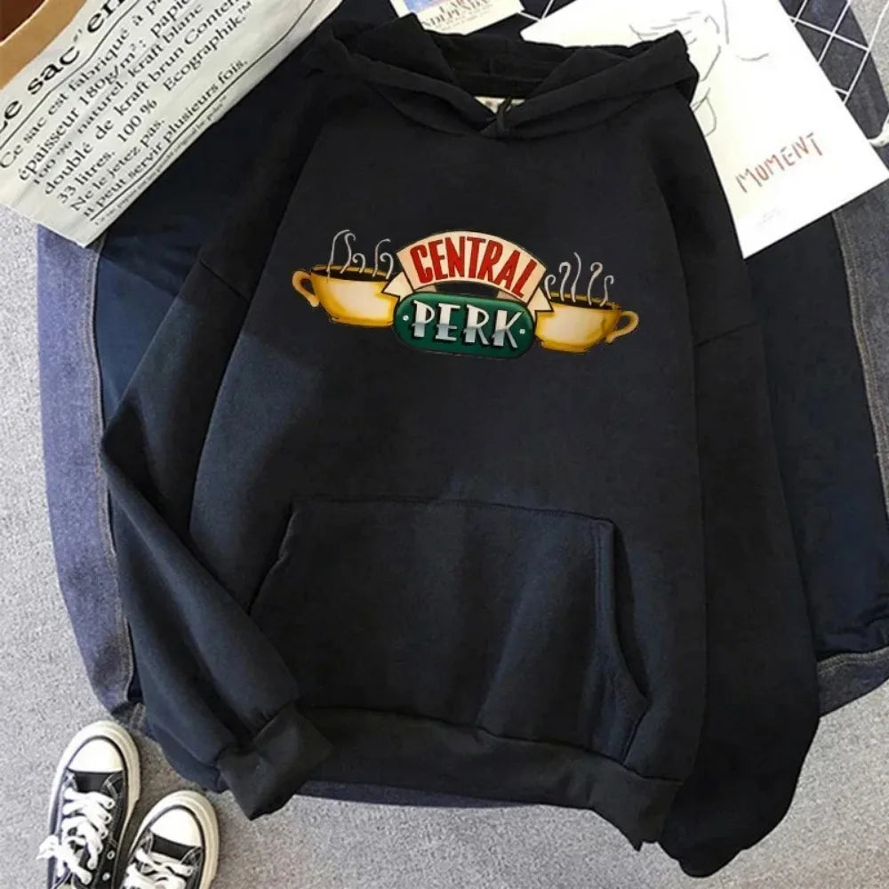 Friends TV Show Hoodie for Women – Funny Cartoon Graphic Ullzang Vintage Anime Sweatshirt 90s