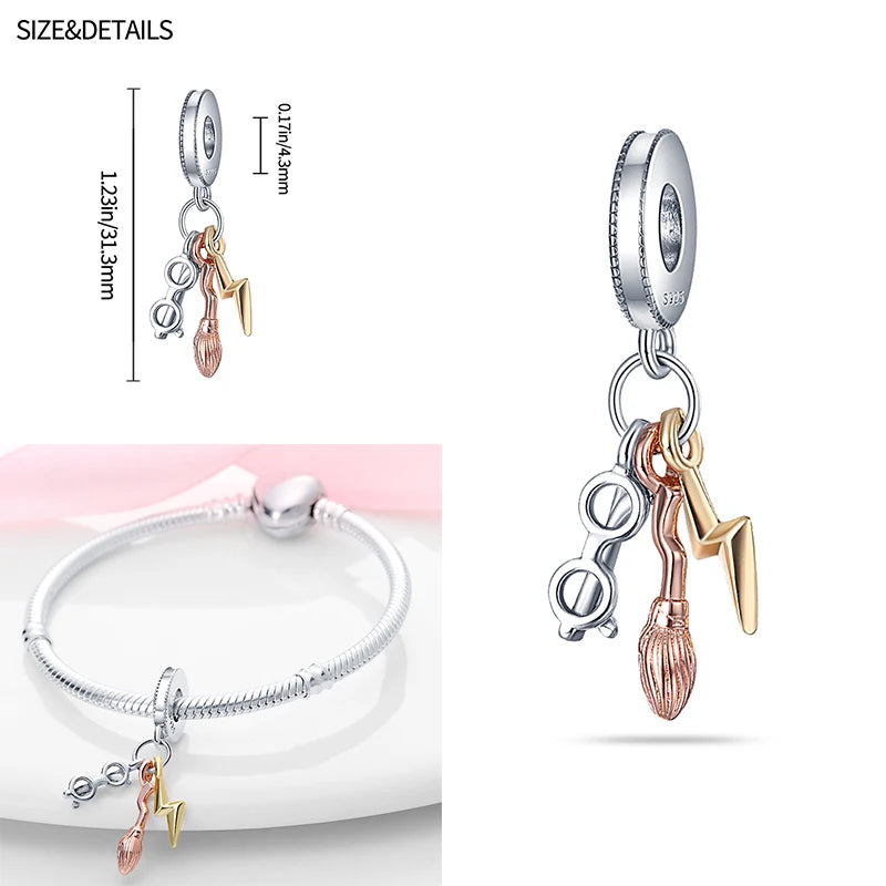 Disney Harry Potter 925 Sterling Silver Charm Bead | Fits Original Bracelet | Women’s DIY Jewelry Gift