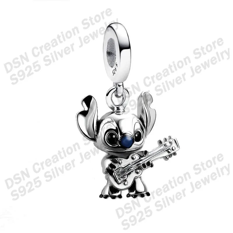 925 Sterling Silver Disney Charms | Stitch, Mickey & Cheshire Cat Beads for Original Bracelet Halloween Jewelry Gift