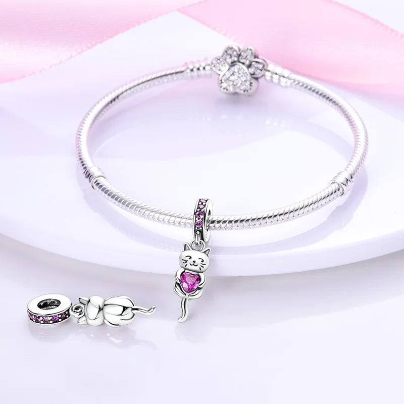 Cat Collection 925 Sterling Silver Charms Bead | Persian Bell & Multifarious Cat Dangle Fit Pandora Bracelet Necklace DIY Jewelry