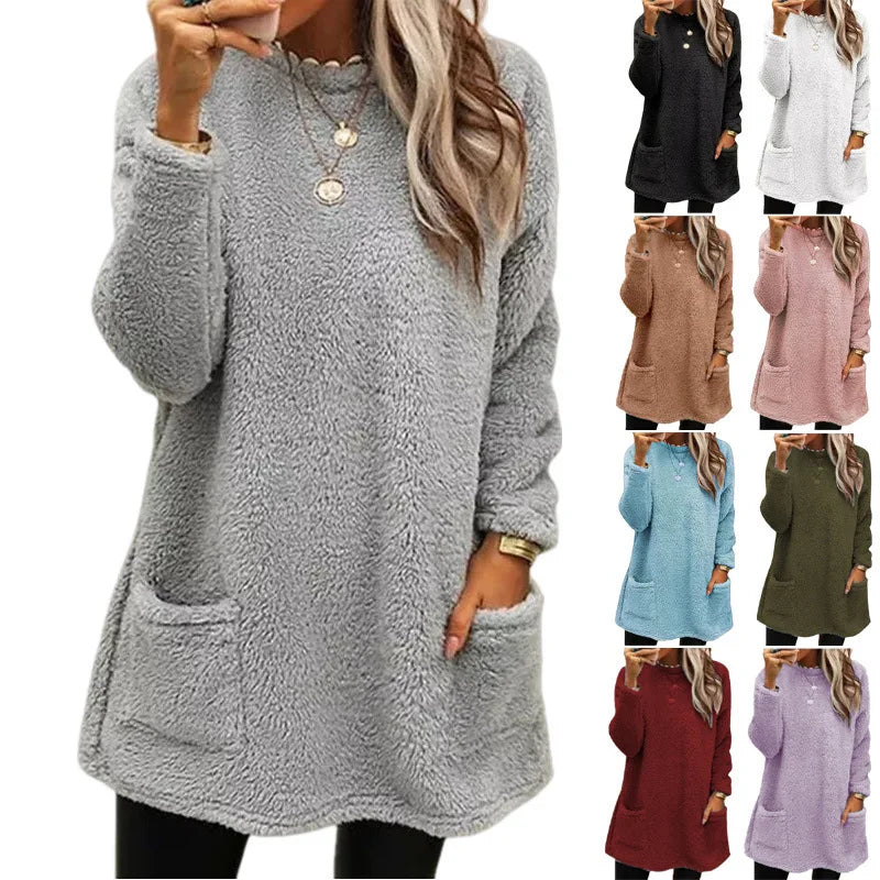 2024 Women’s Winter Warm Fleece Hoodie | Thick Streetwear Loose Casual Hooded Sweatshirt