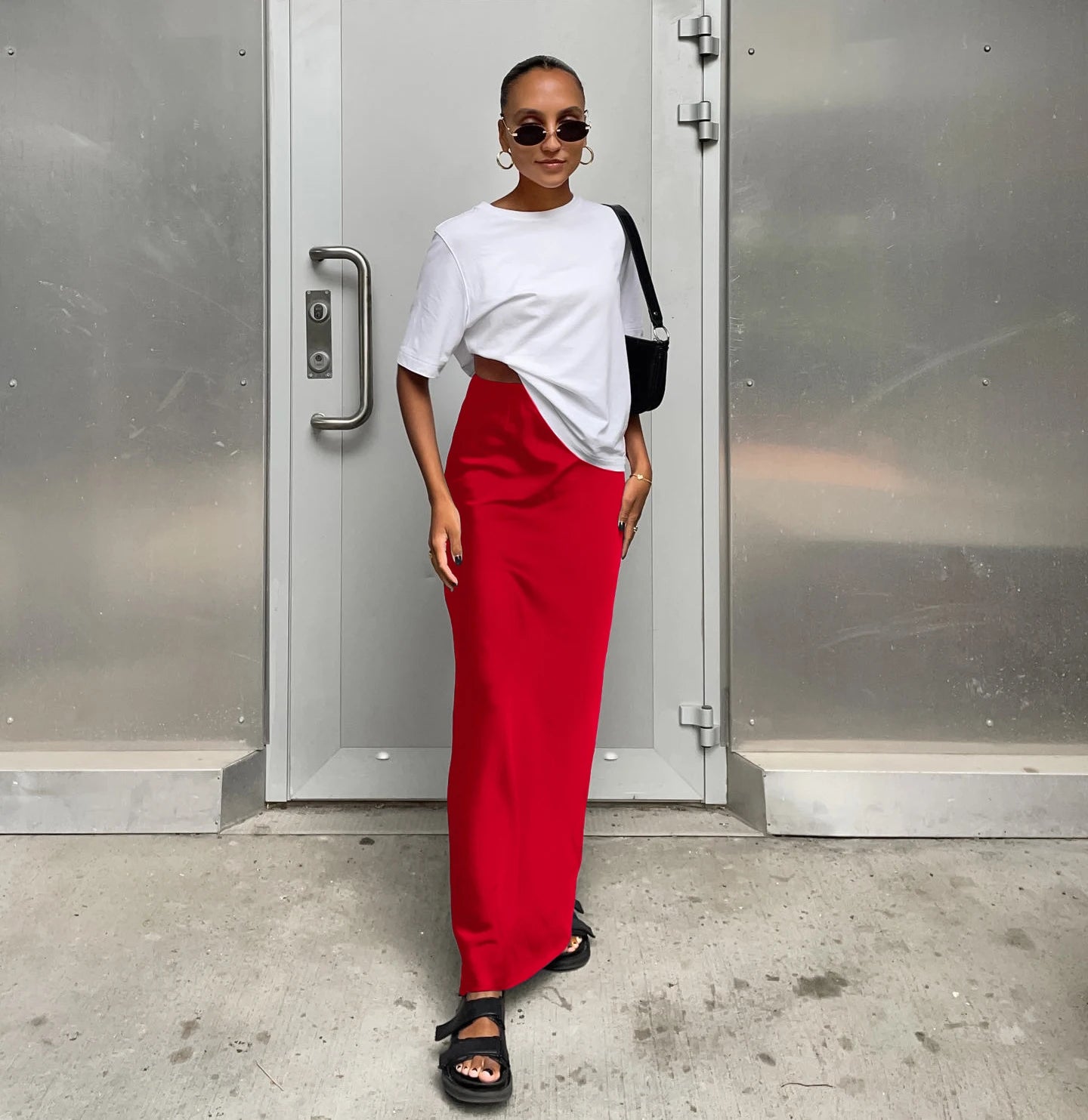 2024 Women’s Fashion Satin High Waist Midi Skirt – Stylish, Chic & Versatile Female Skirt