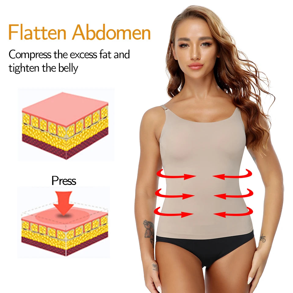 Seamless Shapewear Tank Top Camisole – Women’s Tummy Control Smooth Compression Vest in Nude & Black