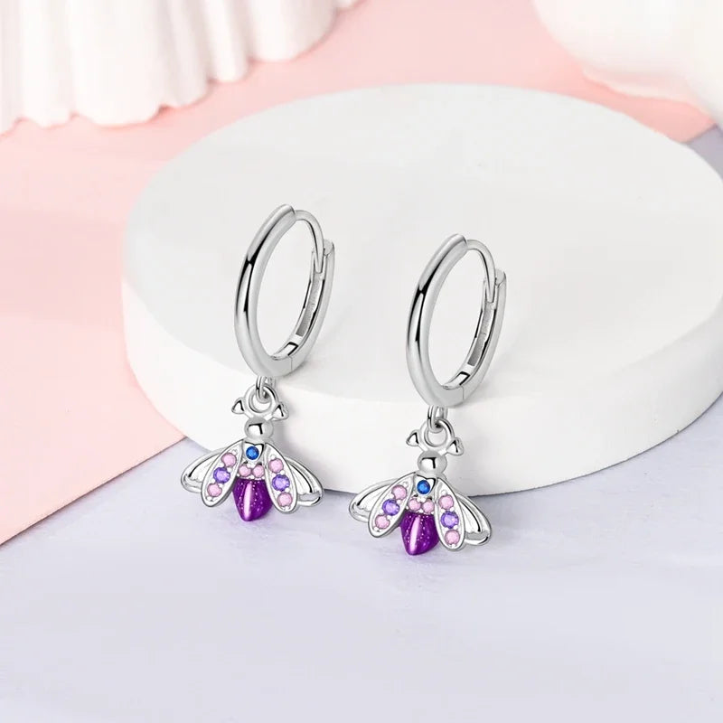 925 Sterling Silver Luminous Firefly Earrings | Original Design Pendant Earrings for Women – Luxury Wedding & Anniversary Jewelry Gift
