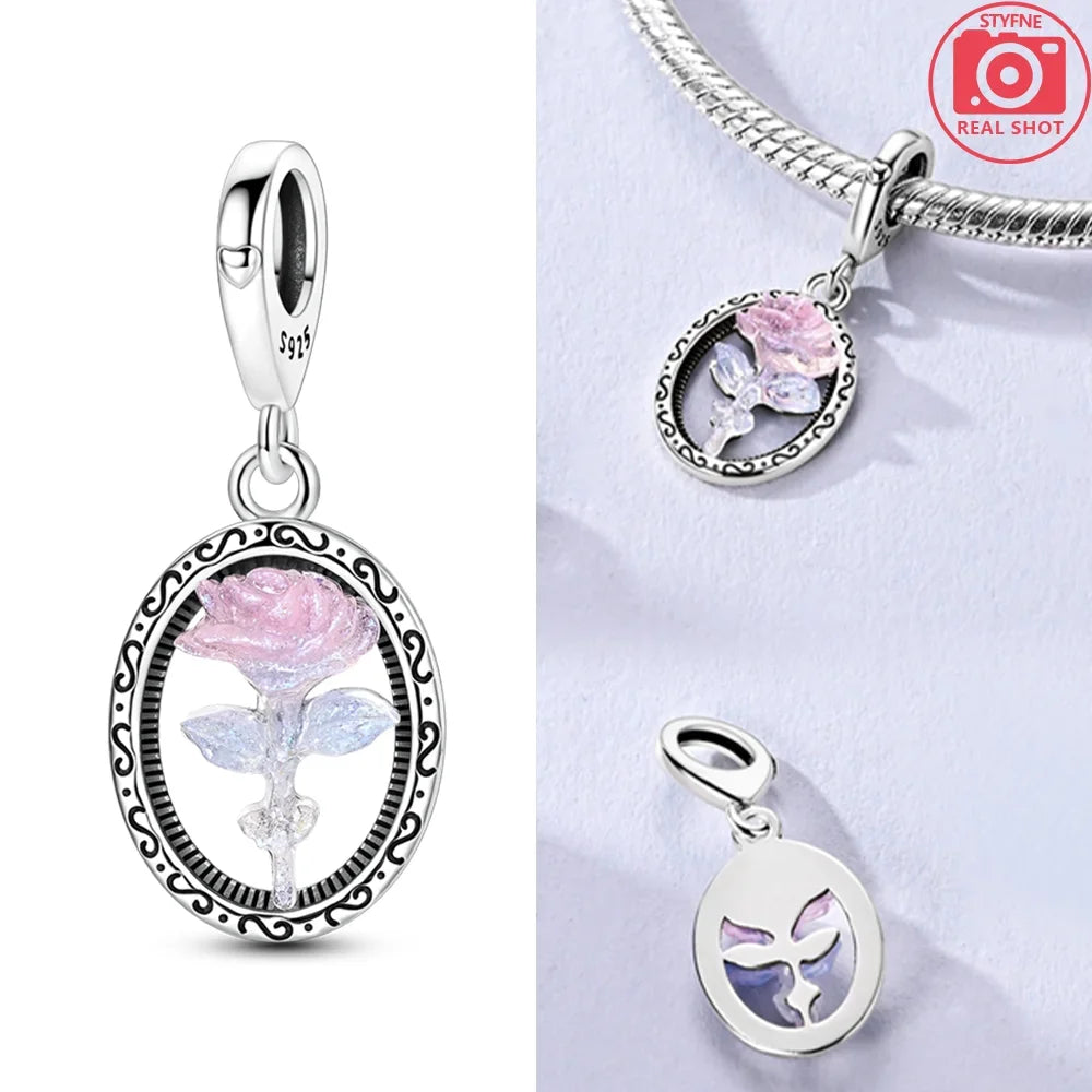 925 Sterling Silver Red Cherry Girl Polka Dot Matryoshka Charms | Bow Beads Fit Original Bracelet DIY Jewelry Gift for Women