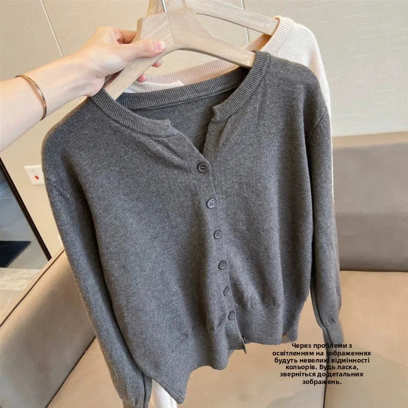 Soft Woolen Knitted Cardigan for Women – Loose Fit V-Neck Korean Style Sweater Jacket, Spring 2024 Outerwear