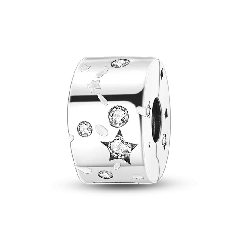 Silver Plated Colorful Glowing Moon & Stars Rainbow Dangle Charms | Fit Original Bracelet & Necklace | Women’s Jewelry Beads