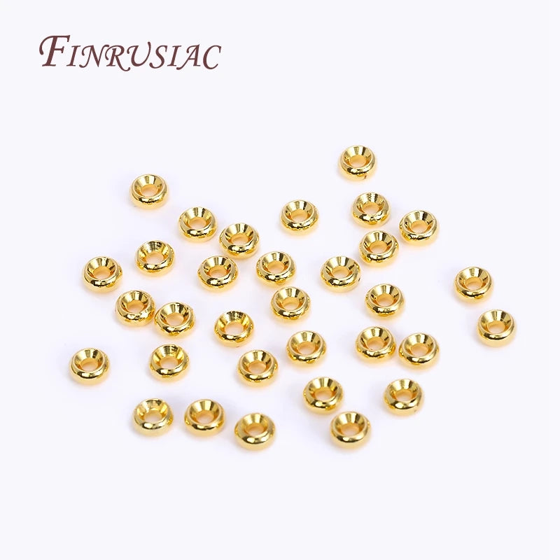 18K Gold Plated Roundel Spacer Beads – 2 Sizes Brass Metal Loose Beads for DIY Bracelet & Jewelry Making Accessories
