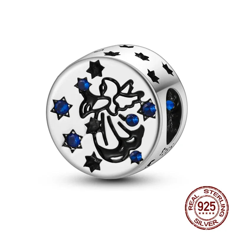 925 Sterling Silver Number & Puppy Family Beads Pendant | Fit 4mm Hole Bracelets