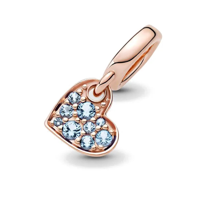 925 Sterling Silver Rose Gold Rabbit & Eiffel Tower Charm | Fit Original European Bracelet DIY Jewelry