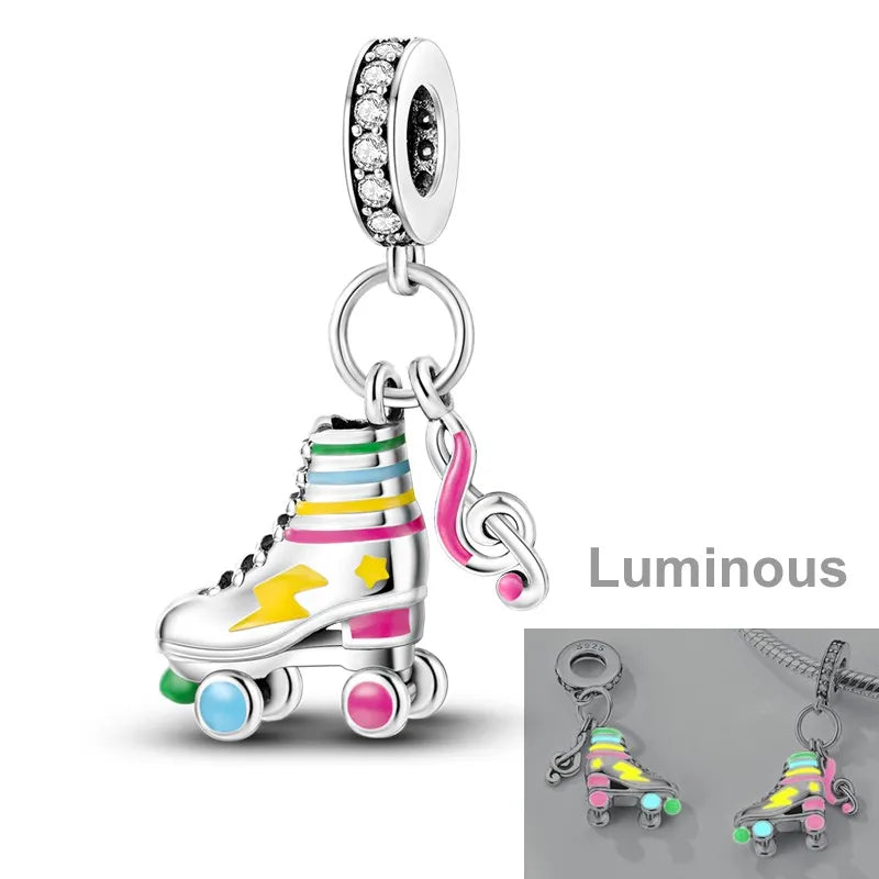 925 Sterling Silver Funny Playable Charms Beads | Smart Watch Tarot Bike Travel Dangle Fit Pandora Bracelet DIY Jewelry
