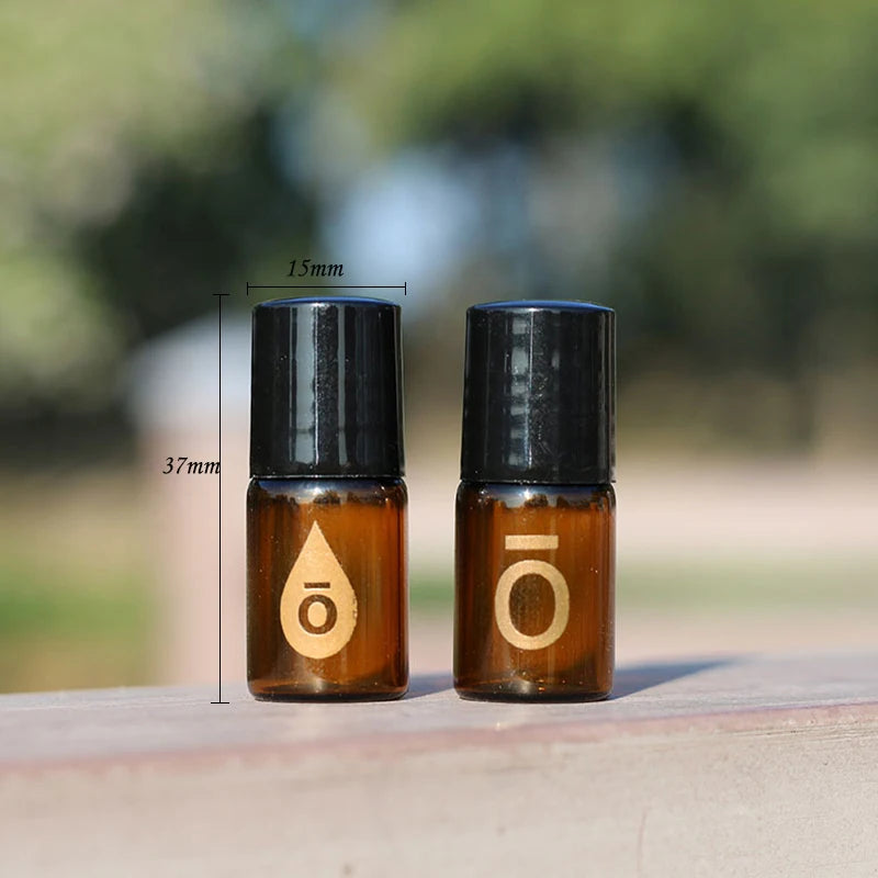 30/50PCS 2ML Mini Glass Perfume Roller Bottles – Amber Essential Oil Roll-On Vials | Travel Size