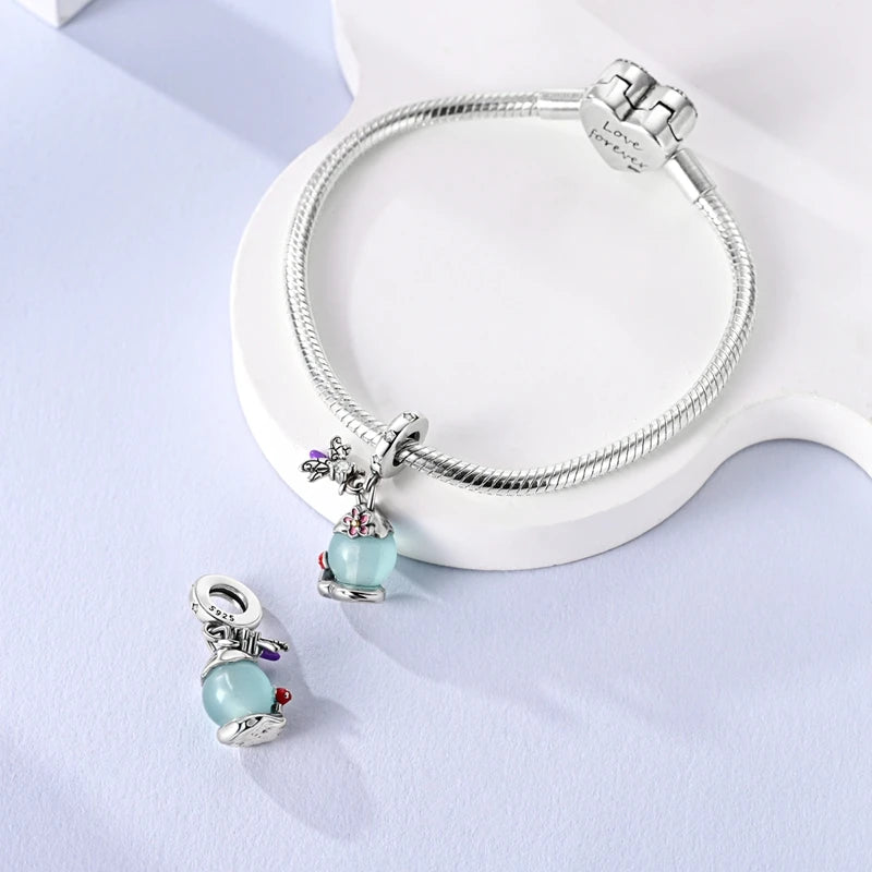 925 Sterling Silver Luminous Golden Firefly Charms | Sparkling Bee & Cat Dangle Beads Fit Original Bracelet DIY Jewelry Gift