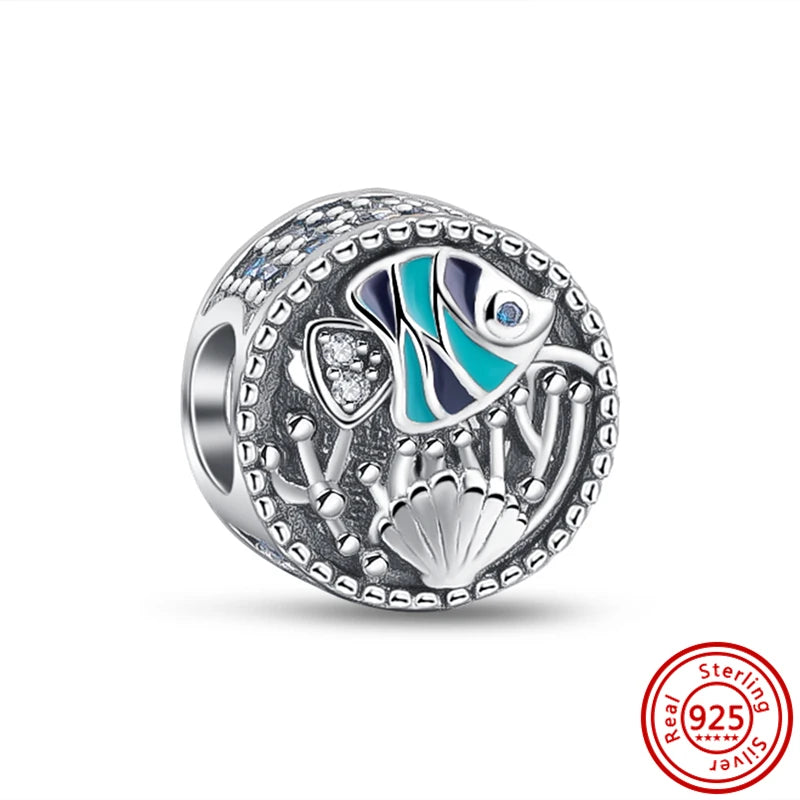 Original 925 Sterling Silver Lucky Flower & Love Bead Charm – Fits Pandora Bracelet, Women’s DIY Jewelry Gift