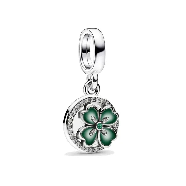 925 Sterling Silver Lucky Grass Leaf Charm | Fits Pandora Original Bracelet | 2024 Fine Bead Pendant | DIY Jewelry Gift