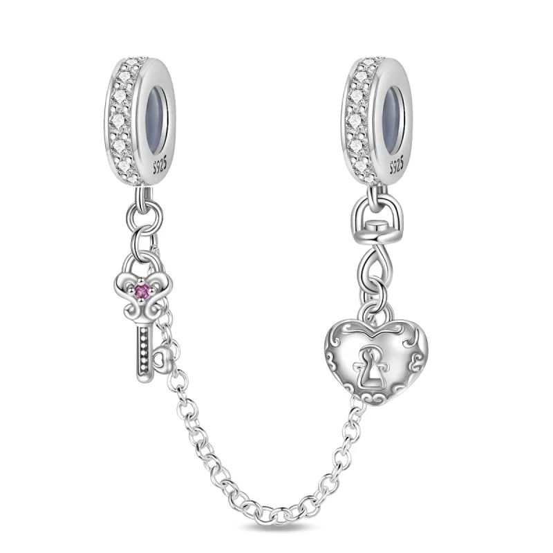 925 Sterling Silver Silicone Spacer Beads & Safety Chain | Clasp Charms Fit Original Pandora 3mm Bracelet – Women’s Jewelry