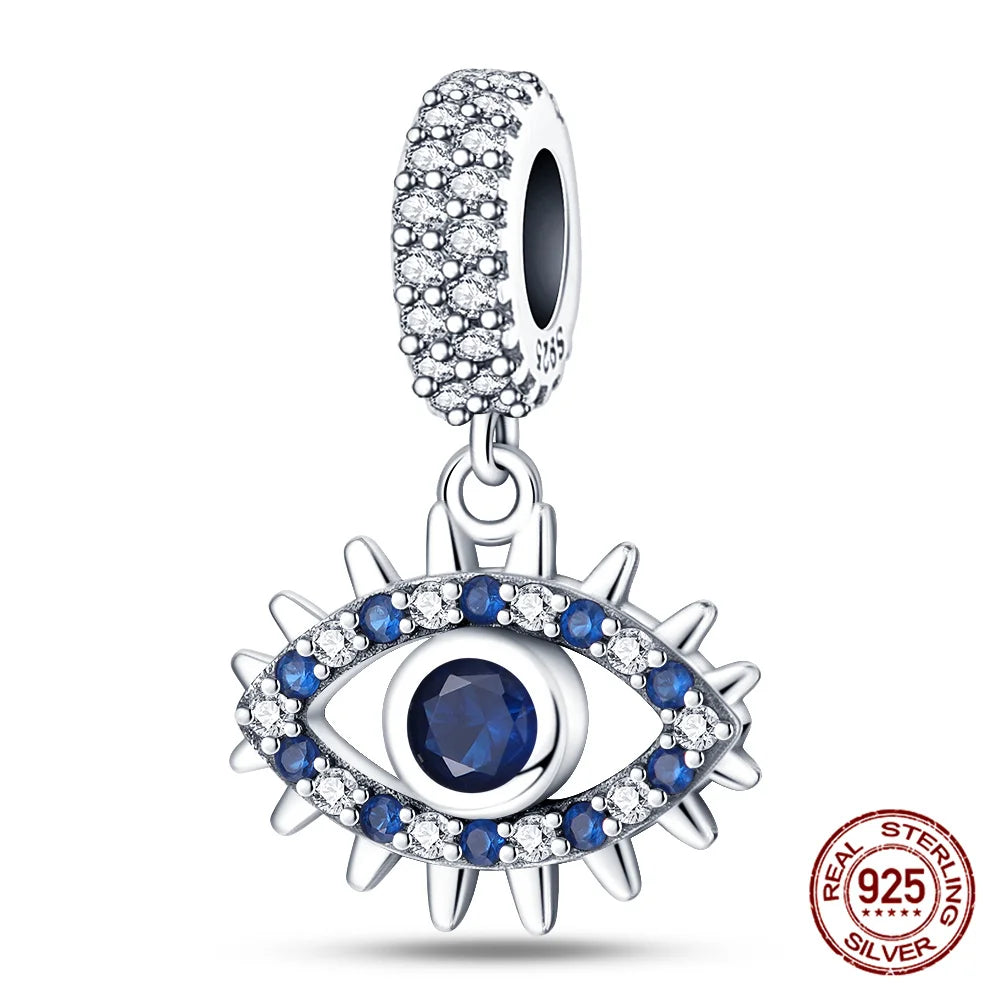 925 Sterling Silver Blue Zircon Evil Eye Charm | Original Devil Eye Series Bead Fits Pandora Bracelet – Women’s DIY Jewelry Gift